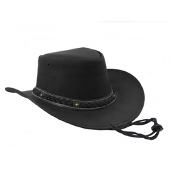 Westernlifestyle Cowboyhut Lederhut Westernhut mit Kinnband schwarz, braun oder hellbraun schwarz