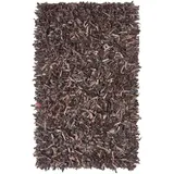 Homescapes Lederteppich Dallas, Dunkelbraun, 150 x 240 cm,