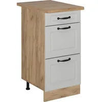 Vicco Küchenunterschrank R-Line, Weiß Landhaus, 40 cm mit Schubladen,