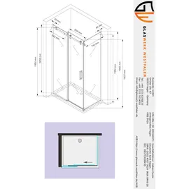 Buylando Ela Eck-Duschkabine mit Schiebetür 120 x 195 cm weiß Glas, inkl. Duschtasse