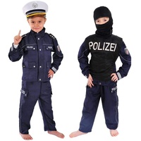 Polizei Kinder Einsatzkommando Kostüm 122 - 128 für Fasching Karneval Polizist