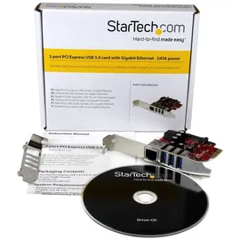 Startech StarTech.com 3 Port PCI Express USB 3.0 Karte mit Gigabit Ethernet - GbE