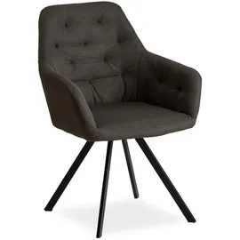 Homestyle4u Polsterstuhl Leinen anthrazit 4er Set