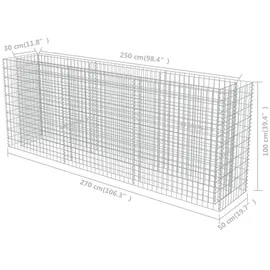 vidaXL Gabionen-Hochbeet Verzinkter Stahl 270×50×100 cm