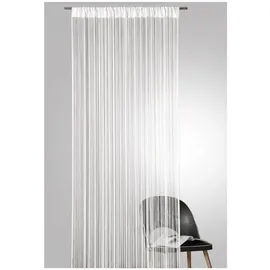 heimtexland ® Fadengardine in weiß HxB 160x95 cm mit Stabtunnel KÜRZBAR hochwertige Qualität FORMSCHNITT MÖGLICH Fadenvorhang Fadenstore Raumteiler Insektenschutz Ökotex Typ121