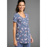 NEUN MONATE Umstandsshirt in blau geblümt), | Gr.: 40/42,