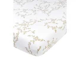 Meyco Baby Branches Spannbettlaken für das Kinderbett (Bettlaken aus 100% Jersey-Baumwolle, extra weich, bequem und atmungsaktiv, perfekte Passform durch Rundum-Gummizug, Größe: 70 x 140 cm), Sand