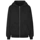 miss tee Sweatjacke MISS TEE "Miss Tee Peace Sign EMB Fluffy Zip Hoody", Damen, Gr. XXL, schwarz, 70% Baumwolle, 30% Polyester, unifarben, Sweatjacken Sweatjacke
