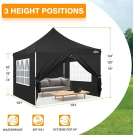 luxuskollektion Faltpavillon 3 x 3 m inkl. Seitenteile Schwarz