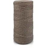 Netuno 1x Makramee Garn Dunkelbeige 3 mm 100 m einfach gedreht Baumwollkordel Kordelband Naturkordel Bunte Baumwoll-Bastelschnur für Makramee Garn Kordel Makramee farbig Twisted Macrame Cord Cotton