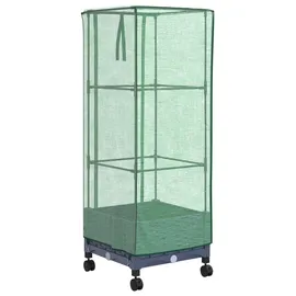 vidaXL Gartenplanter mit Gewächshausabdeckung und Rädern Blaugrau 1 St.