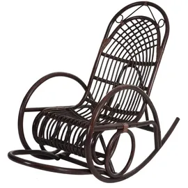 Mendler Schaukelstuhl HWC-C40 Rattansessel 58 x 110 x 58 cm Braun mit Kissen