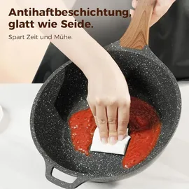 yashe 30 cm tiefe Granit-Bratpfanne mit Deckel