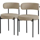 ML-Design 2er Set Esszimmerstühle Wohnzimmerstühle Küchenstühle Rückenlehne Stoff Braun