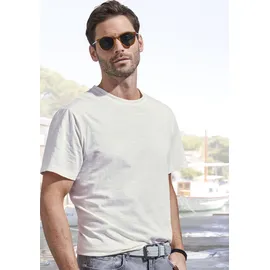 John Devin T-Shirt »mit Slub-Garn Struktur« Packung, 2er-Pack, 2 Stk. aus leichter, strukturierter Baumwollqualität - im 2er-Sparpack Gr. M (48/50), offwhite/hellblau, , 65119645-M
