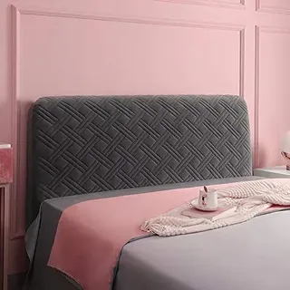 uyeoco Samt Bettkopfteil Hussen Bett Kopfteil Husse/Bezug, Staubdichte Dehnbare Schwarz Kopfteilbezug 140/160/180/200cm Kopfbedeckungen Abdeckung e Kopfteil Überzug (Color : #6, Size : 140cm/55in)