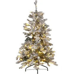 Künstlicher Weihnachtsbaum mit LED Beleuchtung schneebedeckt 120 cm weiß TATLOW