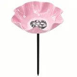 Orsefeliy Vogeltränke Blume Garten, Wassertränke für Vögel, Vogeltränke Metall Stehend Winterfest, Handgefertigt Gartenstecker Vogeltränke für Außenbereich, Rasen, Gartendekoration (Rosa)