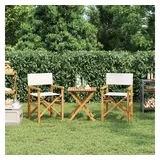 vidaXL Regiestühle 2 Stk. Klappbar Creme Massivholz Teak
