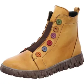 Gemini Damen Stiefelette aus Leder mit Gummizug und bunter Knopfleiste 337135-02, Größe:38 EU, Farbe:Gelb - 38