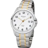 REGENT Herren-Armbanduhr Elegant Analog Edelstahl-Armband silber gold Quarz-Uhr Ziffernblatt weiß URF1014