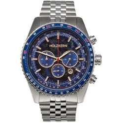 Holzkern Herrenuhr Chronograph Openhorizon Marmor Blau
