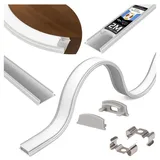 MasterLED LED Profil biegbar 2m flexibel 13mm Alu Schiene mit Halterung Opal