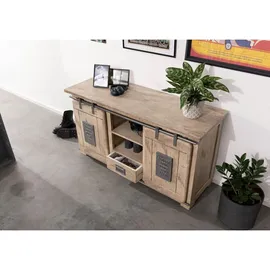 Massivmoebel24 Sideboard 128 x 70 x 45 cm Beige / Braun