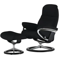 Stressless Relaxsessel mit Hocker Leder Sunrise M , schwarz , Maße (cm): B: 83 H: 105 T: 74.0