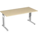 geramöbel Schreibtisch ahorn rechteckig, C-Fuß-Gestell silber 160,0 x 80,0 cm