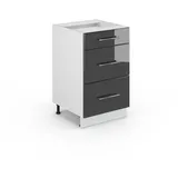 Vicco Badschrank Fame-Line, Anthrazit Hochglanz/Weiß 50 x 81.6 cm ohne Arbeitsplatte