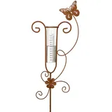 Annastore Wetterstation - Regenmeßglas - wetterfest - Niederschlagsmengenmesser - Regenmessglas - Gartendeko Regenmesser (Schmetterling (21 x 5 x 115 cm))