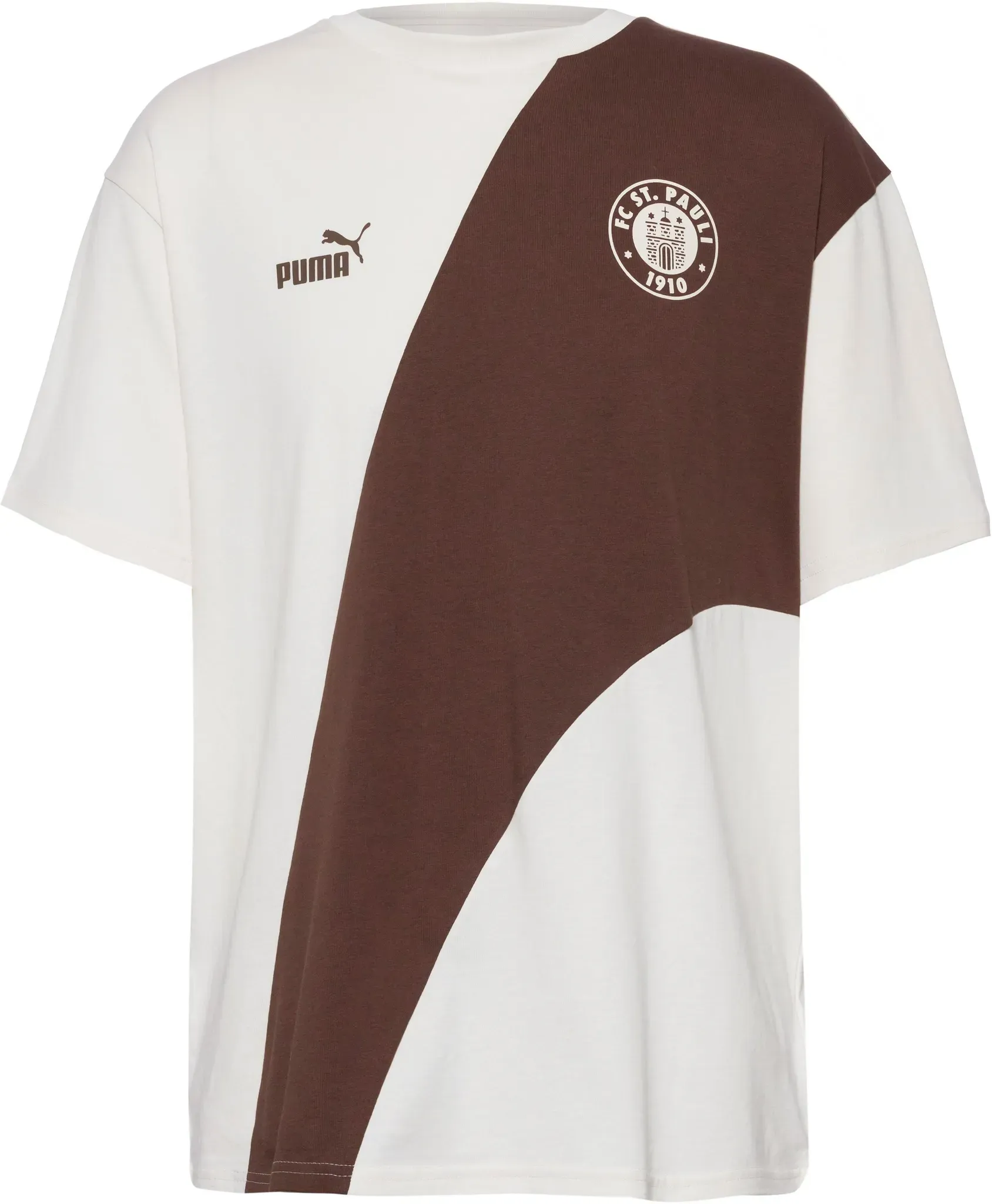 PUMA FC St. Pauli T-Shirt Herren in sugared almond-espresso brown, Größe M - beige