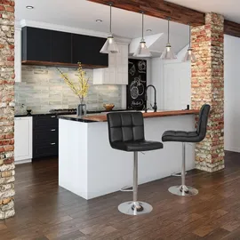 Songmics Barhocker 2er Set höhenverstellbar drehbar Kunstleder Schwarz