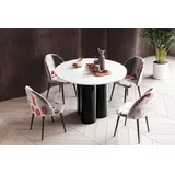 Design Esstisch Tisch HRE-111 rund Hochglanz Esszimmer 100 x 75 cm - Weiß