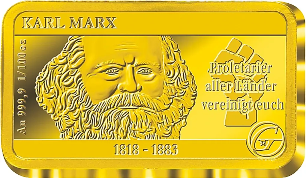 Premium Feingoldbarren in 1/100 Unze: Karl Marx