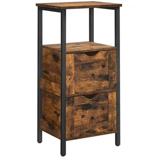 VASAGLE Badkommode Badezimmerschrank Badschrank, 2 Schubladen, 37 x 30 x 80 cm braun|schwarz