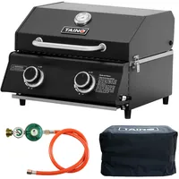 TAINO Platinum Compact Tischgrill Dark + Gasdruckminderer und Abdeckhaube