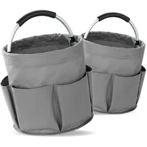 Wenko Universal Reinigungs Caddy 16 l, Anthrazit, 2er Set, mit 6 Außentaschen für Schwämme und Tücher