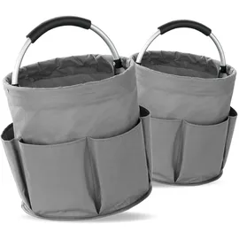 Wenko Universal Reinigungs Caddy 16 l, Anthrazit, 2er Set, mit 6 Außentaschen für Schwämme und Tücher