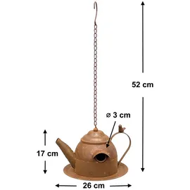 DanDiBo Ambiente Vogelhaus zum Aufhängen Edelrost Deko Rost Gießkanne Wetterfest 96423 Nistkasten Futterstation für Vögel Shabby mit Kette hängend Metallkanne Kanne Balkon