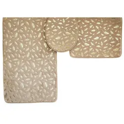 Almina Harmonie 3 Teiliges Bademattenset mit Federmotiv Braun