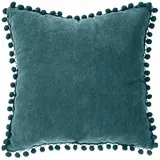 Atmosphera Créateur d'intérieur Atmosphera Kissen mit Pompons 40 x 40 cm Blaugrün