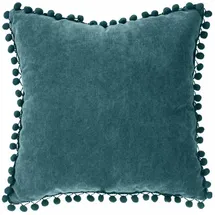 Atmosphera Créateur d'intérieur Atmosphera Kissen mit Pompons 40 x 40 cm Blaugrün