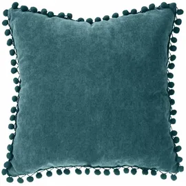 Atmosphera Créateur d'intérieur Atmosphera Kissen mit Pompons 40 x 40 cm Blaugrün