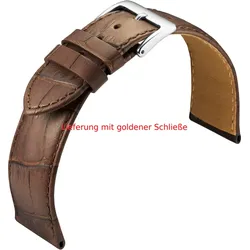 Eulit Kalbleder mit Krokoprägung Guinea 22mm" E608007622271" - dunkelbraun