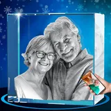 ArtPix 3D Glasfoto, personalisiertes Geschenk mit Ihrem eigenen Foto, 3D-Laser-geätztes Bild, gravierter Diamantkristall, Gedenk-Geburtstagsgeschenke für Mama, Papa, Männer, Frauen