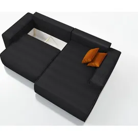 mebloland Ecksofa TOR mit Schlaffunktion. Farbe: Black. - Schwarz