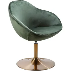 Kadima Design Loungesessel: Bequem, Drehfunktion, Trompetenfuß, 360° drehbar, Samtbezug, Polyester. Grün, 70x70x79 cm