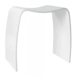 Niedriger Holzstuhl mit Weißer Lackierung | Beistellhocker MOJO für Wohnzimmer Lounge Schlafzimmer | Minimalistisches Design | Kadima Design
